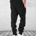 Men's Casual Jogger Pants With Leather Label - Polyester Fleece-Lined Sweatpants For Winter, Elastic Cuffs, Relaxed Fit, Solid Color_viptrois.com