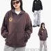 Men's Clothing Washed Embroidered Badge Solid Color Unisex Couple Hooded Sweatshirt Jacket_viptrois.com