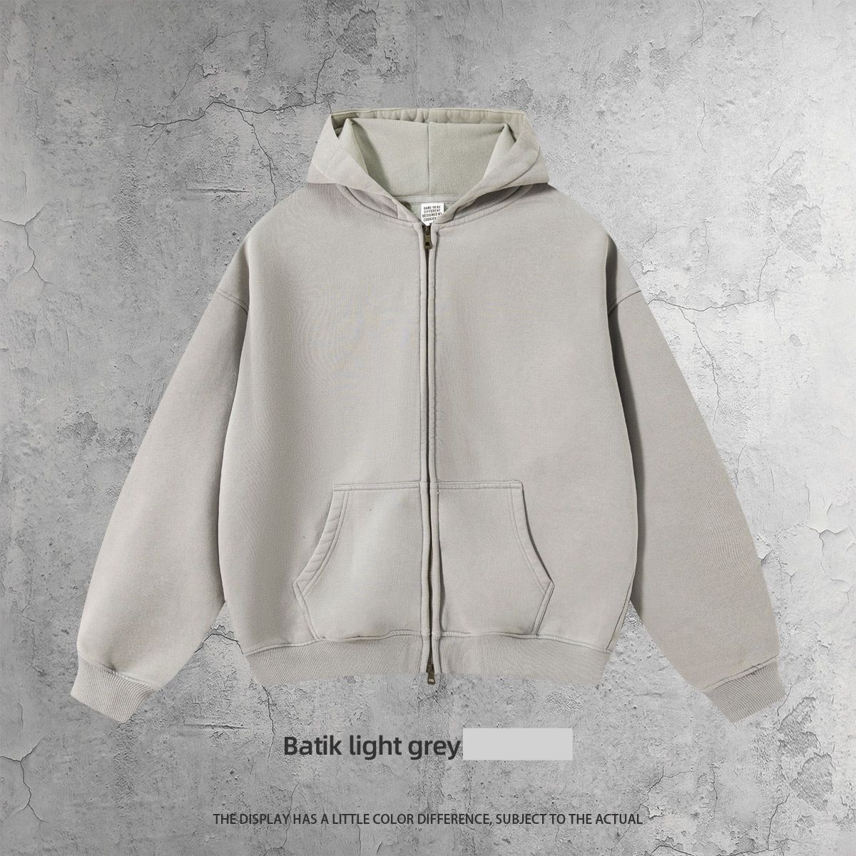 Men's Oversized Vintage Wax-Dye Hoodie With Zip-Up & Fleece Lining – Streetwear Pullover For Casual Wear_viptrois.com