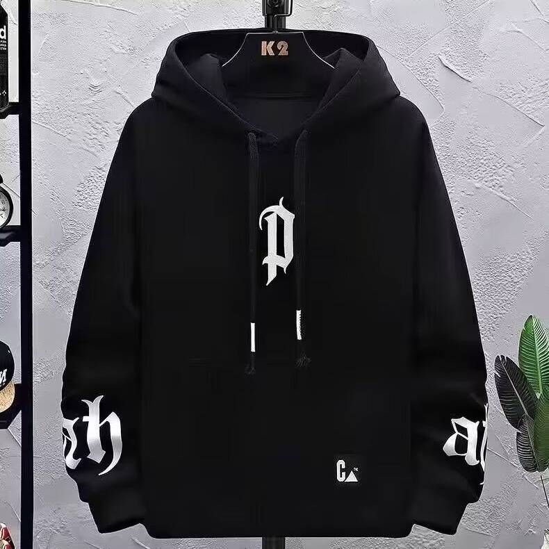 Men’s Fleece Hoodie & Joggers Set – Cozy Winter Outfit, Relaxed Fit, Trendy Streetwear (M-3XL, Black/Khaki, Polyester)_viptrois.com
