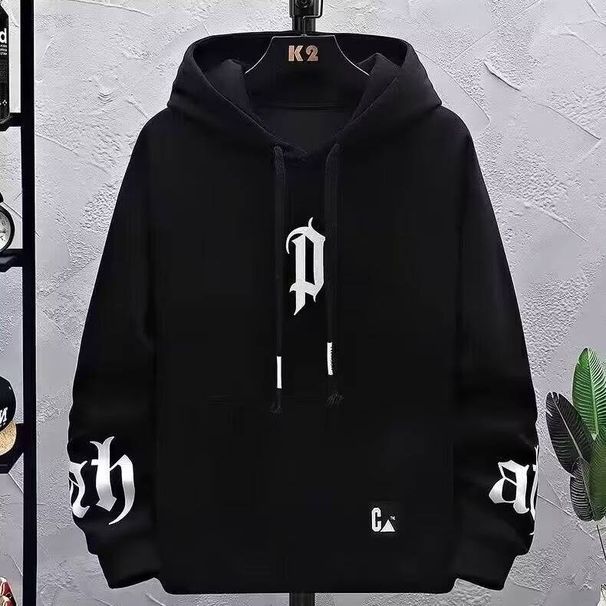 Men’s Fleece Hoodie & Joggers Set – Cozy Winter Outfit, Relaxed Fit, Trendy Streetwear (M-3XL, Black/Khaki, Polyester)_viptrois.com