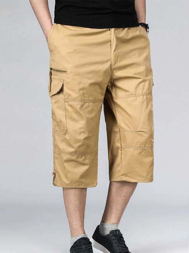 K Men's Work Pants With Cropped Length, Loose And Thin Fit, Multiple Pockets, Outdoor Sports And Leisure Shorts_viptrois.com