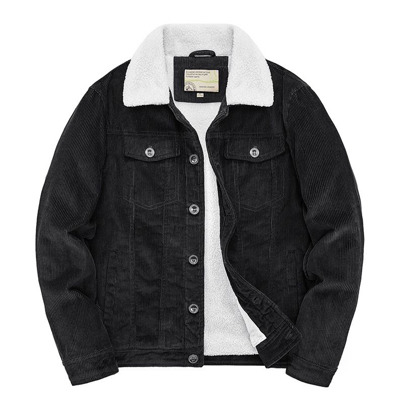 Men's Clothing Winter New Corduroy Plus Velvet Thick Warm Jacket Stand Collar Casual Men's Youth Coat Tops 2116_viptrois.com