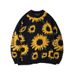 "Sunflower Jacquard Knit Sweater – Men's Long Sleeve Crewneck Pullover For Autumn/Winter"_viptrois.com