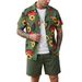 Men's Clothing Men's Hawaiian Style Short Sleeved Shirt And Shorts Set Casual Beach Vacation Floral Print Two-Piece Outfit_viptrois.com