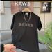 Half Sleeve T-Shirt Men's Summer Trend Short Sleeve Letter Printing Korean Version Crew Neck Slim-fit Versatile Bottom Shirt T-Shirt_viptrois.com