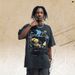 American Style Washed Vintage Print Drop-Shoulder Loose Fit Couple T-Shirt_viptrois.com