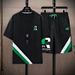 Teen Boys' Casual 2-Piece Shorts Set, Solid Color & Graphic Print Short Sleeve T-Shirt Outfit_viptrois.com