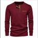 Cross-border New Fashion Long Sleeve Top, Button Corduroy Slim Fit Men's Henley Shirt_viptrois.com