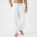 plus Size Men's Summer Beach Linen Casual Jogger Sports Pants mid Waist Black Solid Polyester Slight Stretch Machine Washable_viptrois.com