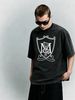 Vintage Washed Ornate Shield Harp MC Letter Crest Graphic 230g Cotton T-Shirt Men's Casual Streetwear Tee_viptrois.com