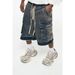 Men's Clothing High Street Zipper Raw Edge Side Pocket Work Shorts Washed Distressed Ribbon Loose Denim Shorts Men_viptrois.com