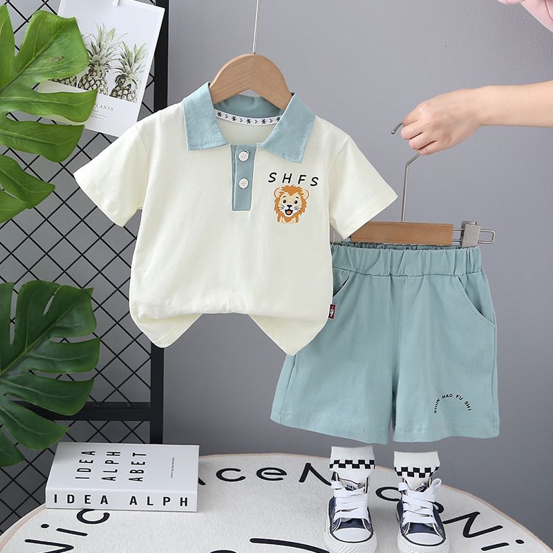 Boys' Clothes, Little Lion Short Sleeved New Style, Boys' Summer Children's Two-piece Set, Stylish_viptrois.com
