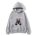 Gothic Bear Print Hooded Sweatshirt - Y2K Retro Style Fleece-Lined Unisex Pullover For Teens, Oversized Fit, Soft Polyester, Streetwear Casual_viptrois.com