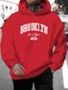 Men's Autumn And Winter Casual Fashion Loose Hooded Sweatshirt Brooklyn Letter Print 1898 Pattern Print Warm Long Sleeved Pullover_viptrois.com
