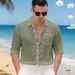 2026 European Men's Spring-Autumn Solid Color Cotton-Linen Collared Long-Sleeved Breathable Casual Large-Sized Shirt_viptrois.com