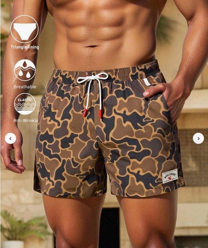 Men's 3D Camo Quick-Dry Swim Trunks | Breathable Beach Shorts With Secure Pockets For Swimming & Sports_viptrois.com