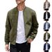 Men's ZZ-Inspired Faux Suede Bomber Jacket, Lightweight Stand Collar Full-Zip Coat With Side Pockets, ZZ Style For Office, Travel & Casual Outings_viptrois.com