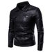Men's Slim-Fit PU Leather Jacket – Stylish Biker Coat With Stand Collar, Zippered Front Multiple Pockets, Trendy Short-Length Outerwear For Casual_viptrois.com