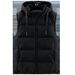 Men's Winter Padded Vest With Detachable Hood, Slim Fit, Thickened Polyester, Plus Size Available (Black/Grey, L-7xl)_viptrois.com