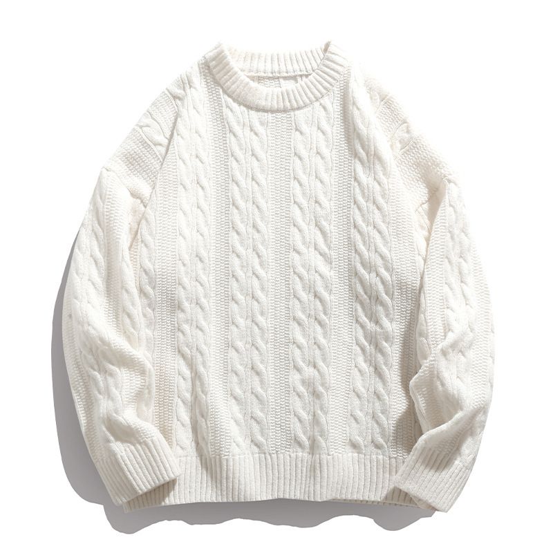 Men's Twisted Craft Crew Neck Sweater Men's And Women's Loose Retro Knitted Sweater Jacket_viptrois.com