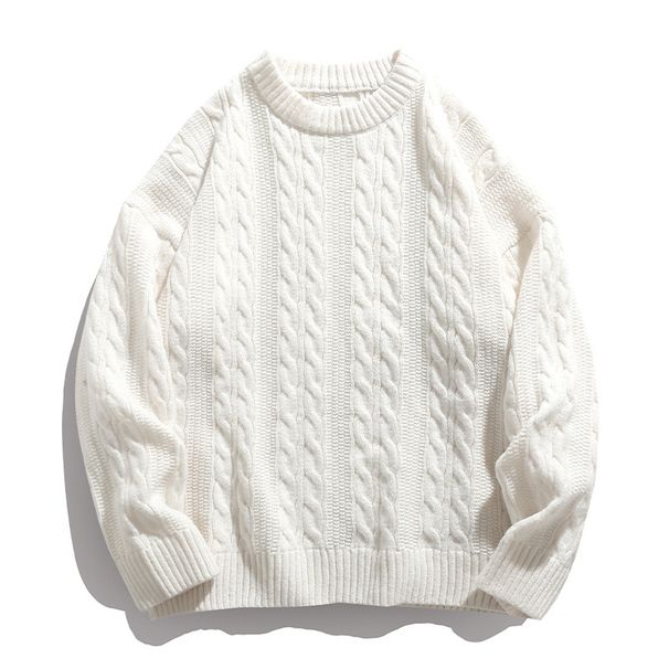 Men's Twisted Craft Crew Neck Sweater Men's And Women's Loose Retro Knitted Sweater Jacket_viptrois.com