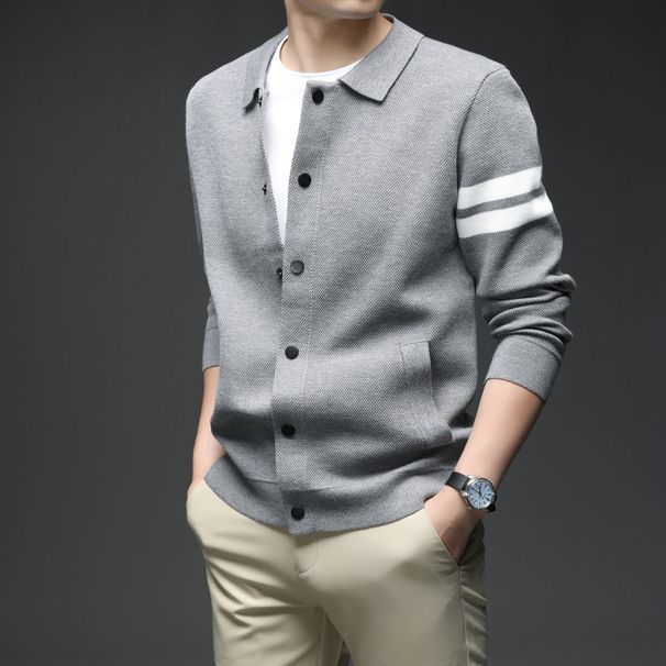 Men's Sweater With Lapel Cardigan, Thickened Casual Jacket For Autumn And Winter, Fashionable And Versatile Knitted Shirt_viptrois.com