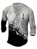 Unbeatable Quality Summer Digital Printed Youth Henley Shirt 7-Button Men's Casual Long Sleeve_viptrois.com