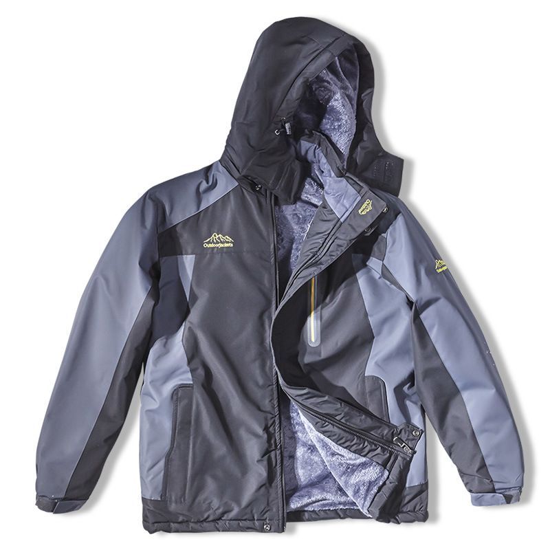Men's Clothing Outdoor Plus velvet charge coat hooded coat multifunctional sports leisure men's mountaineering clothing _viptrois.com