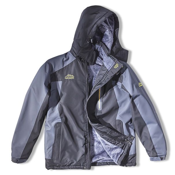 Men's Clothing Outdoor Plus velvet charge coat hooded coat multifunctional sports leisure men's mountaineering clothing _viptrois.com