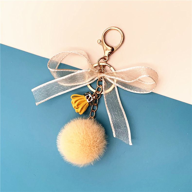 Bag Charm Cute Bow Keychain Lace Fur Ball Bag Plush Pendant Cartoon Car Keychain Small Gift Accessories_viptrois.com