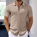 2025 Männer Sommer Kurzarm Polo Shirts Gestrickte Revers Strickjacke Top Streifen Nähte Männer Polo T-shirt Mode Camisa Hombre_viptrois.com