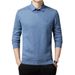 Romon Autumn Winter Two-Piece Shirt Collar Fleece Lined Thickened Top Inner Wear Trendy Knitted Sweater Men's_viptrois.com