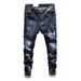 Men's Clothing Stretch Jeans Ripped Trendy Versatile Slim Simple Skinny Pants_viptrois.com
