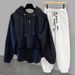 Men's Clothing two piece half zip hooded sweatshirt suit for men spring and autumn casual handsome jacket and trousers complete set_viptrois.com