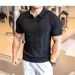 Men's Clothing New Style Trend Slim Summer Simple Half Sleeved Tops Polo Shirt Short Sleeved Men's Thin Knitted Lapel T Shirt_viptrois.com