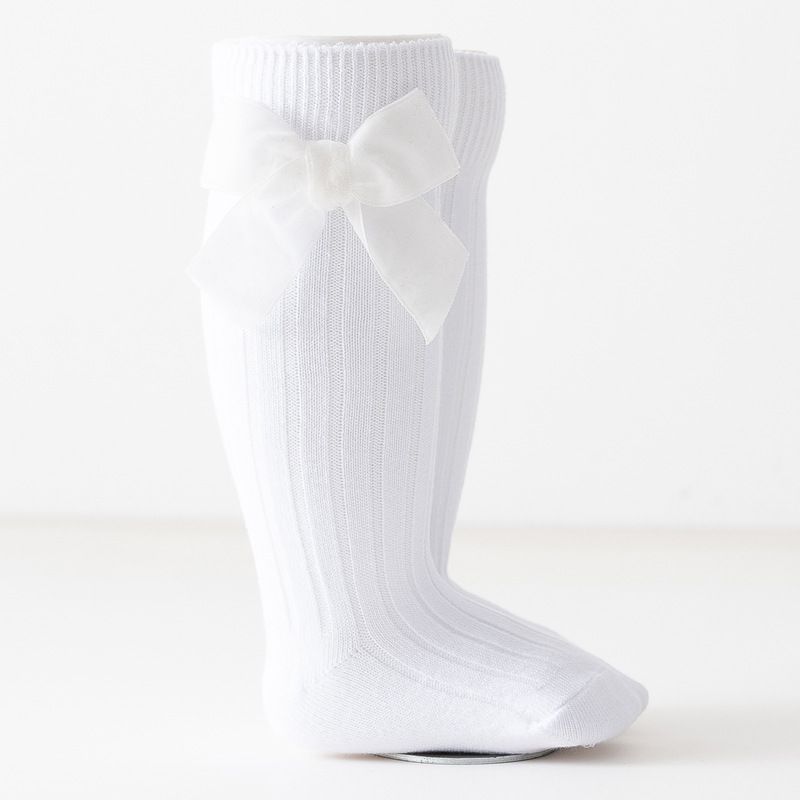 Children's Socks recommendation ins style velvet bow double needle draw baby baby princess stockings_viptrois.com