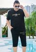 Men's Clothing Popular summer clothes plus size short-sleeved T-shirt top fat men's cropped pants with two-piece casual thin suit_viptrois.com
