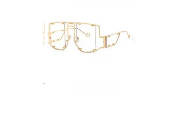Two Circles Punk Style Women's Sunglasses Rivet Retro Large Frame One Piece Ultraviolet Catwalk Sunglasses_viptrois.com
