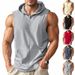 2026 Summer New Style Hooded V-Neck Men's Fitness Training Zippered Sweater Sleeveless Jacket_viptrois.com