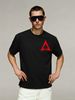 Summer New Short-sleeved T-shirt, Men's Red Triangle Hollow Totem Creative Printing Half-sleeved Youth Trend Versatile Casual Loose Base_viptrois.com