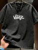 Summer New Washed Short-sleeved T-shirt, Men's Graffiti-style Letter Creative Printing Half-sleeved Youth Trend Versatile Casual Loose Base Tee_viptrois.com