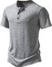 Henley Shirt Kurzarm, Hemd Herren Freizeithemd Leicht Baumwolle Slim Fit Sommer Classic Kurzarm-oberteile Mit Knöpfen_viptrois.com