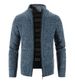 Pure Autumn Winter Sweater For Middle-aged And Elderly Men, Mid-length Knitted Fleece-lined Thickened Cardigan With Ribbed_viptrois.com