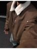 Fur Integrated Lamb Wool Jacket Men's Fleece Thickened Leather Jacket Cotton Jacket American Lapel Jacket_viptrois.com