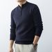 Men's Casual Zip-Up Knit Sweater – Soft Pullover With Stylish Half-Zip (Burgundy/Brown/Khaki/Dark Gray)_viptrois.com
