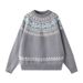 Autumn And Winter Jacquard Round Neck Knitted Sweater, Loose Casual Sweater, Fashionable Thread Jacket_viptrois.com