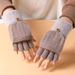 Half finger flip glove Winter Ladies cute plus fleece knit warm wool fingertip_viptrois.com