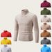Men's Slim-Fit High Neck Knit Sweater – Minimalist Long-Sleeve Pullover For Casual & Layering_viptrois.com
