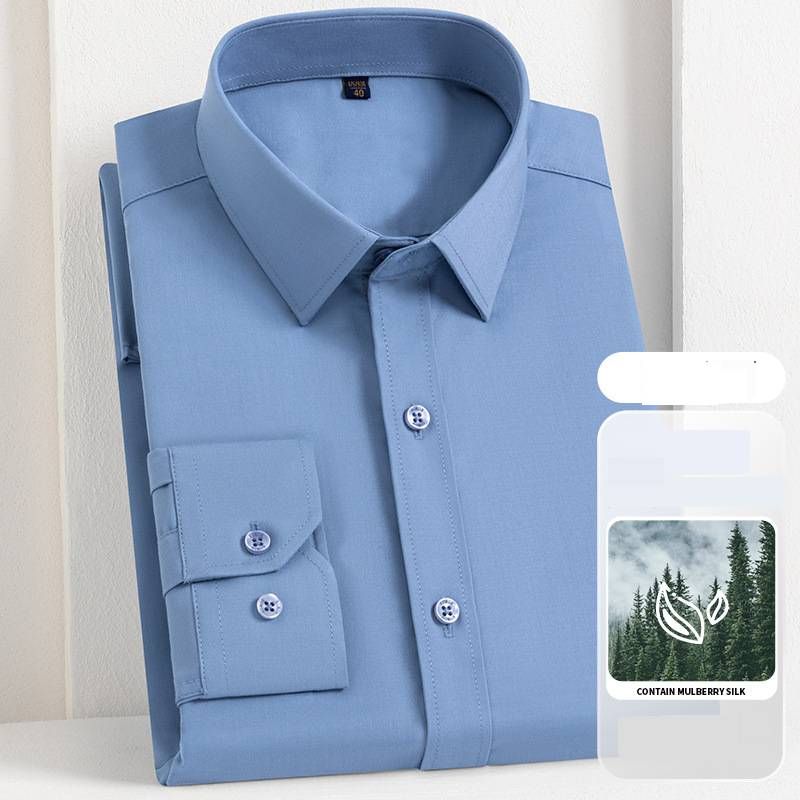 Men's Clothing Modal Stretch Long Sleeve Shirt - Wrinkle-Free, Breathable & Comfortable Business Casual Blouse, Soft Drape For Office & Everyday Wear_viptrois.com